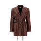 Irbid Leather Blazer Dress - Brown