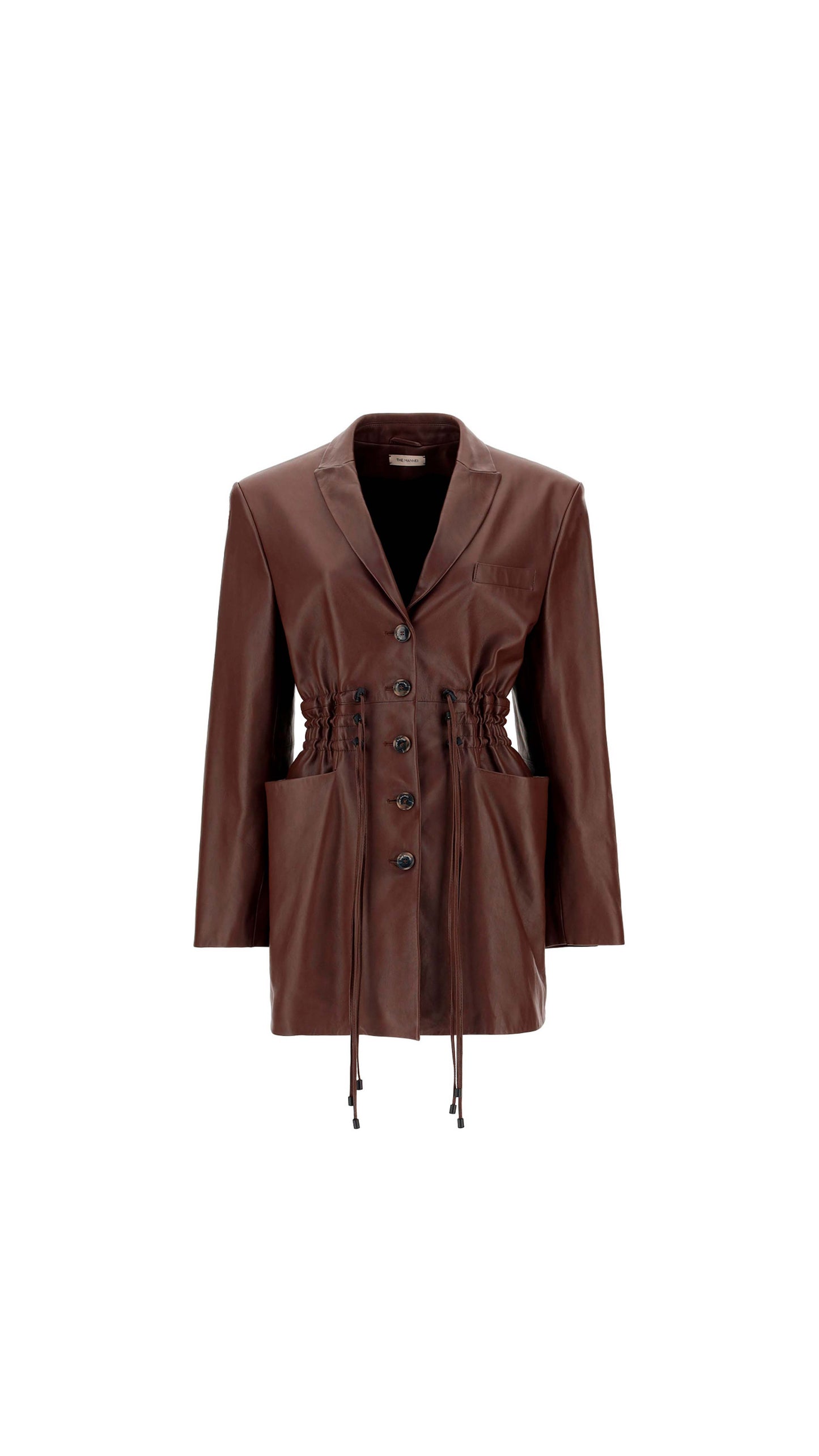 Irbid Leather Blazer Dress - Brown