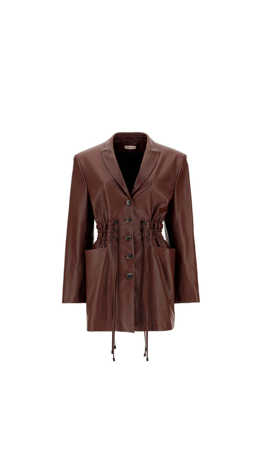 Irbid Leather Blazer Dress - Brown
