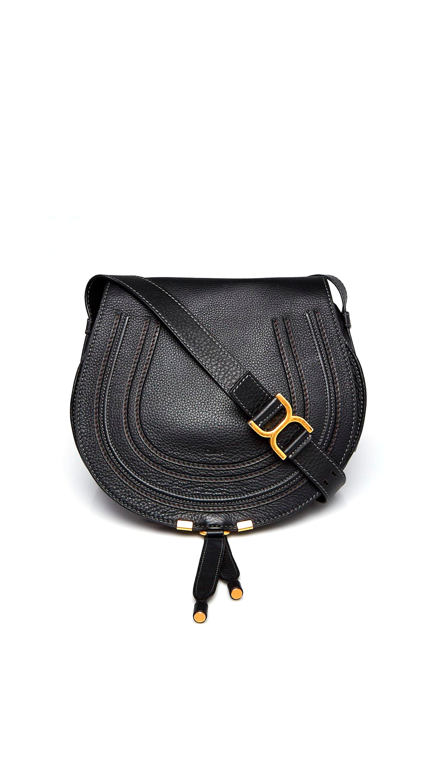 Marcie Medium Leather Crossbody Bag - Black