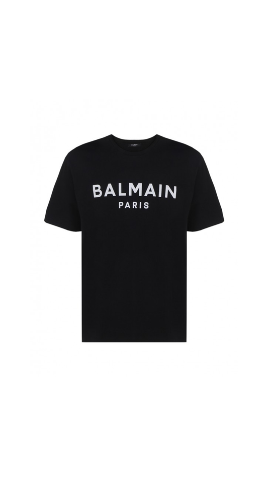 Eco-designed Cotton T-shirt with Paris Logo Print - Black