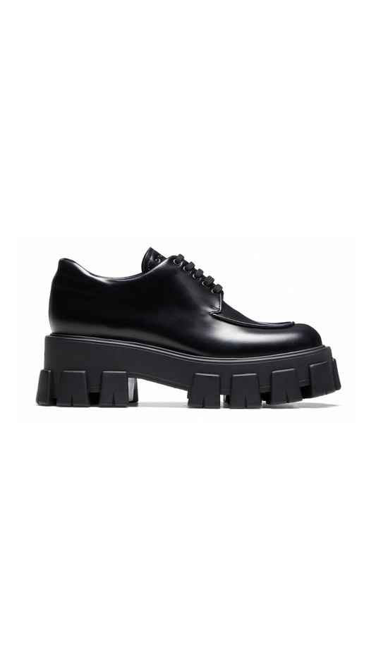 Monolith Brushed Leather Lace-up Shoe - Black