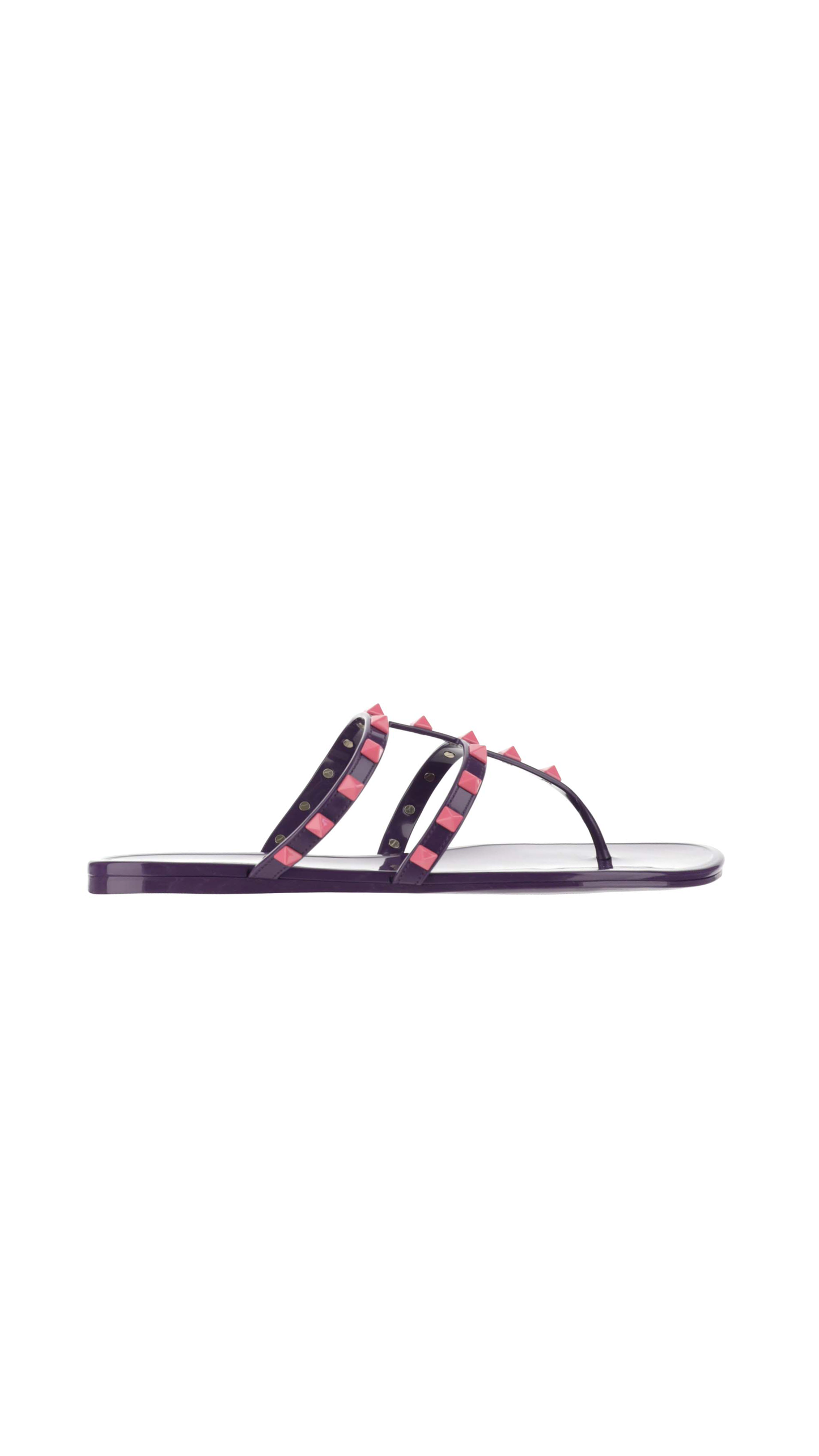 Rockstud Flat Rubber Sandal - Purple / Pink