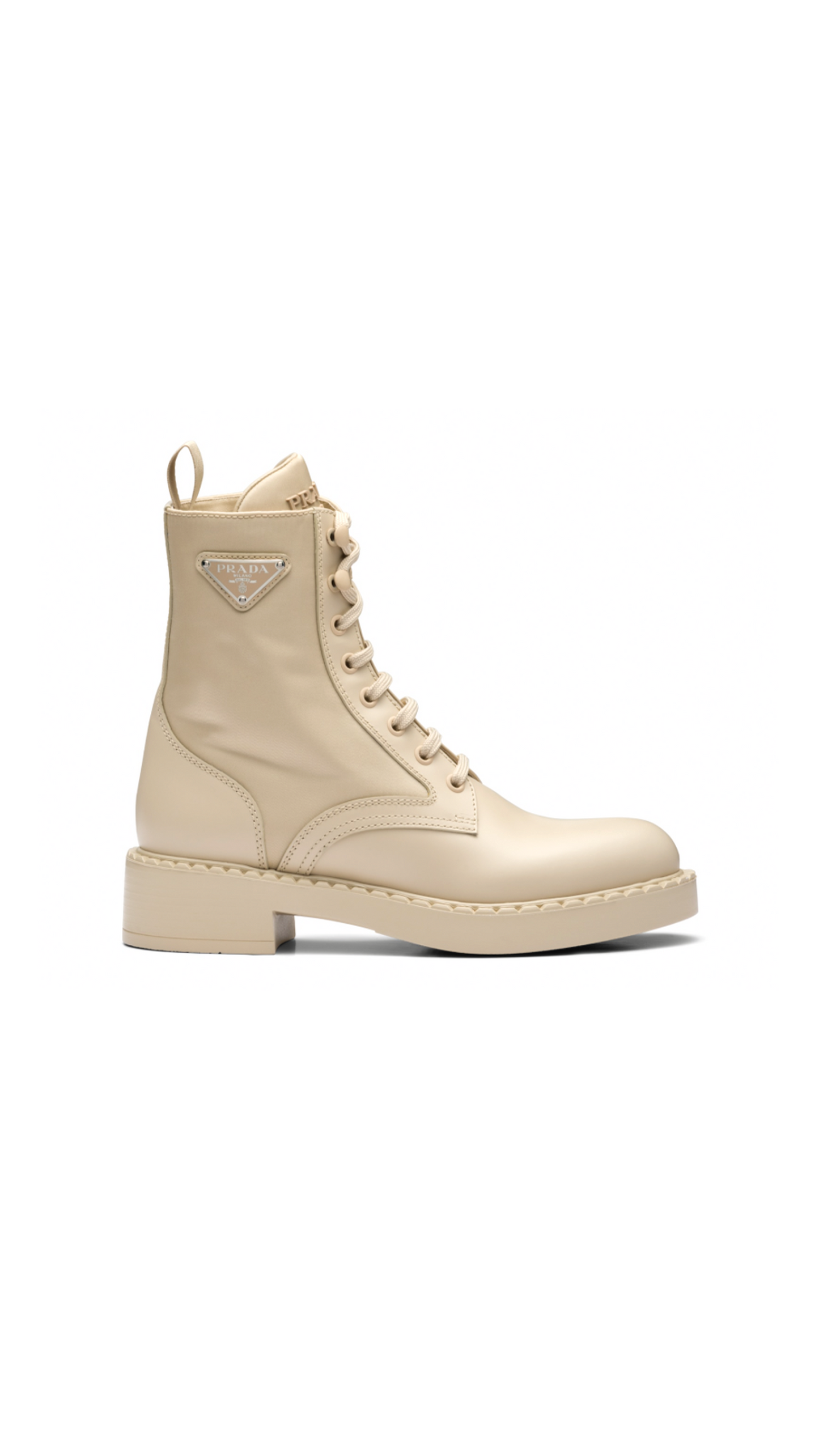 Brushed Leather and Re-Nylon Boots - Dessert Beige