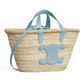 Teen Triomphe Classic Panier in Palm Leaves and Calfskin - California Blue