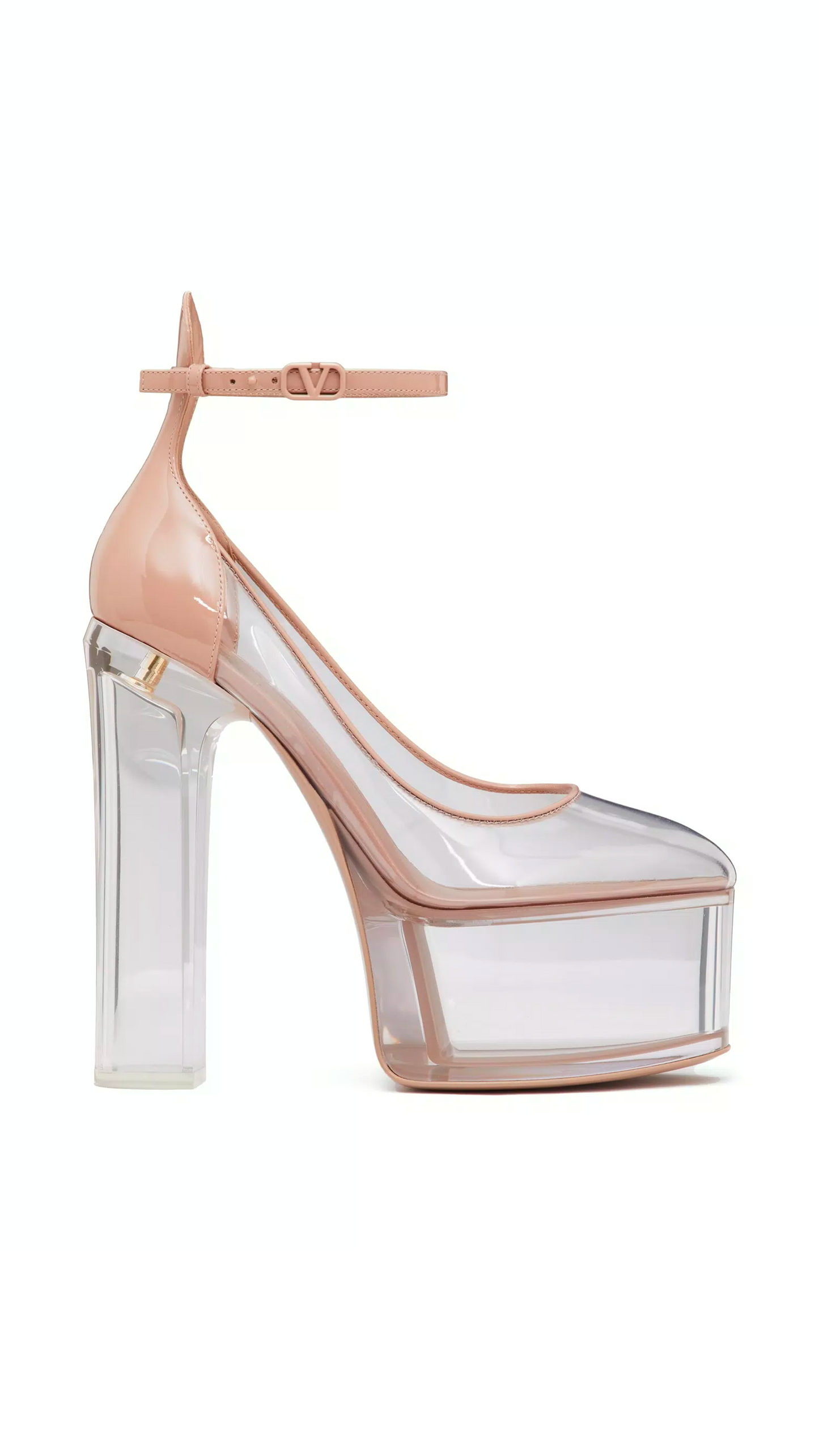 Tan-Go Platform Pumps In Polymer Material With Plexi Heel 155mm - Pink/Transparent