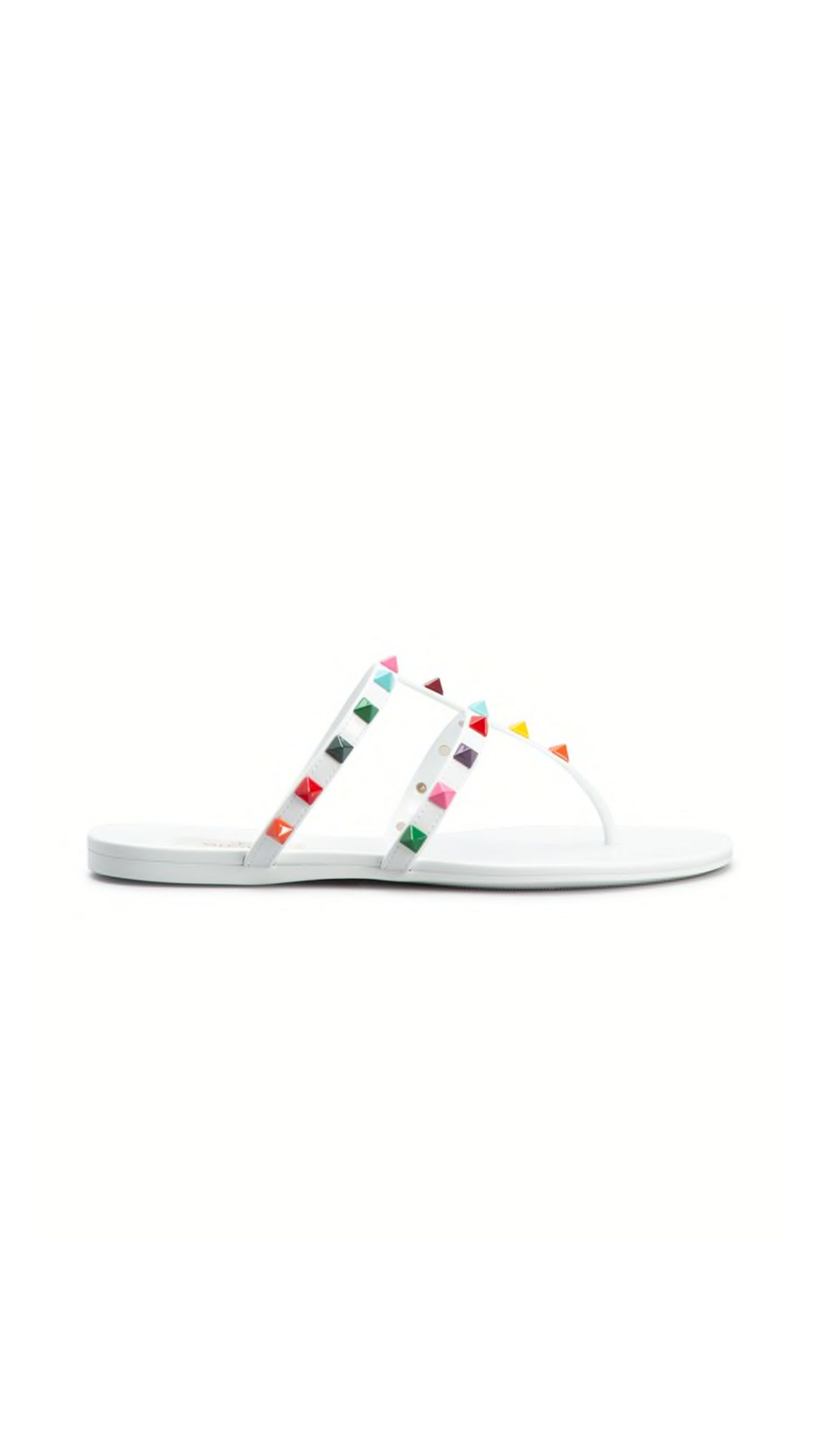 Rockstud PVC Thong Sandals - White / Multi