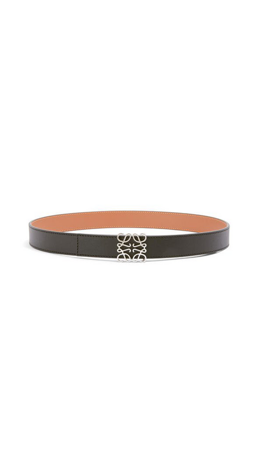 Anagram Belt in Smooth Calfskin -  Black / Tan / Palladium