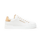 Calfskin Nappa Portofino Sneakers with Lettering Logo - White / Gold