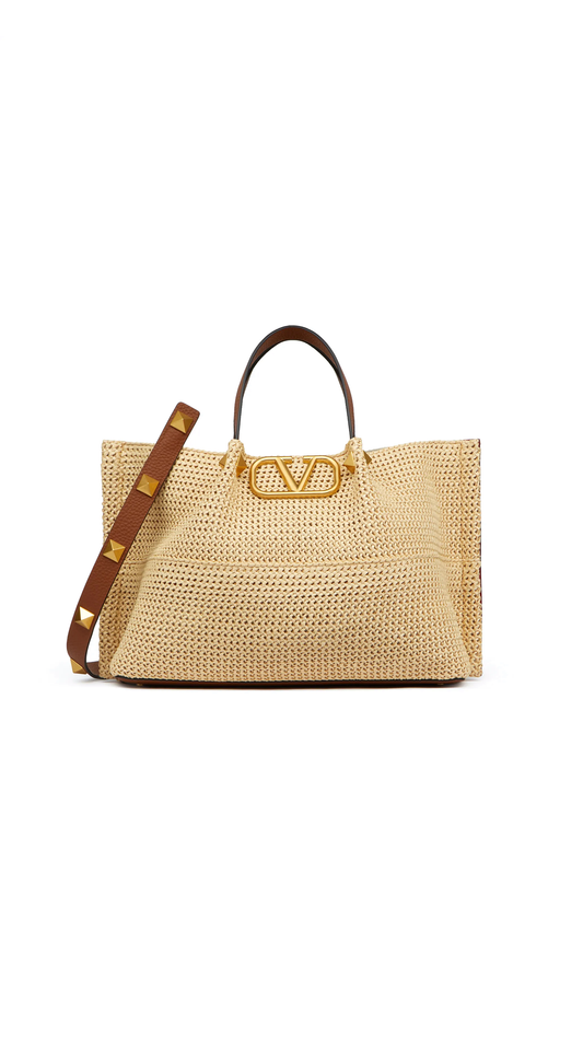 Medium Straw Summer Tote - Natural.