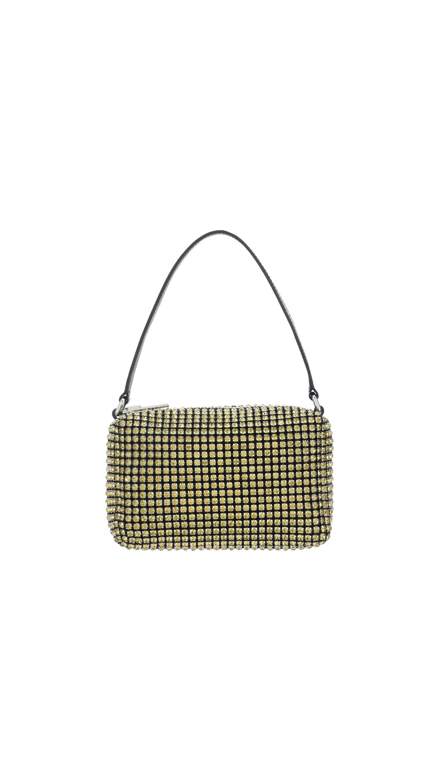 Heiress Medium Pouch in Rhinestone Mesh - Yellow