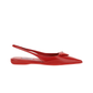 Brushed Leather Slingback Ballerinas - Red