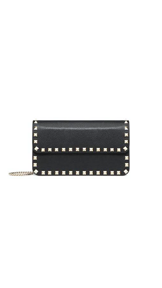 Rockstud Chain Crossbody Bag - Black