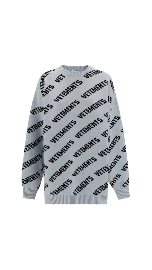 Monogram Knitted Jumper - Light Grey