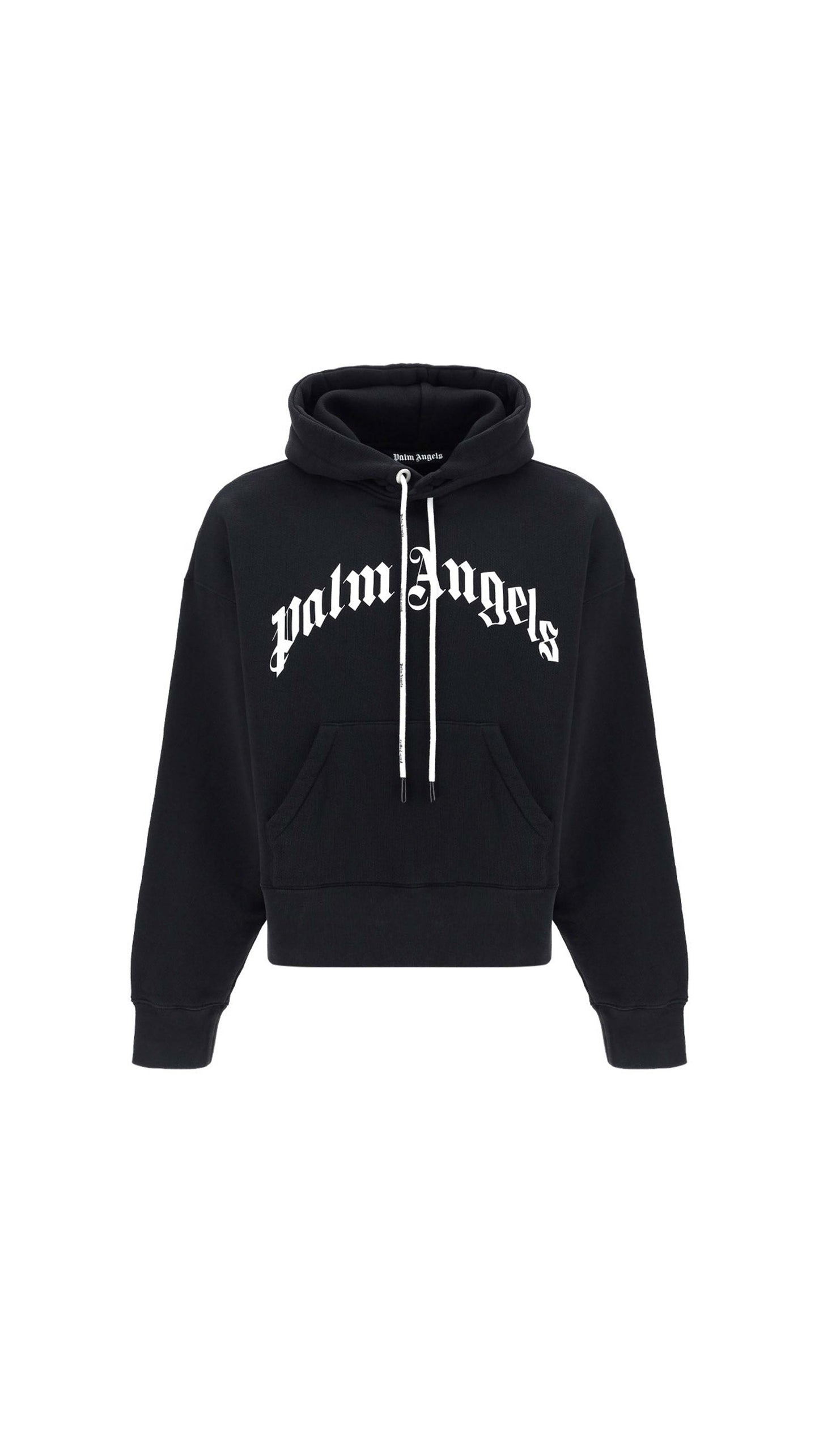Curved Logo Hoodie - Black