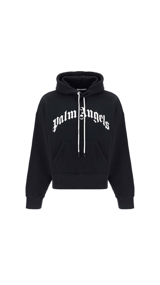 Curved Logo Hoodie - Black