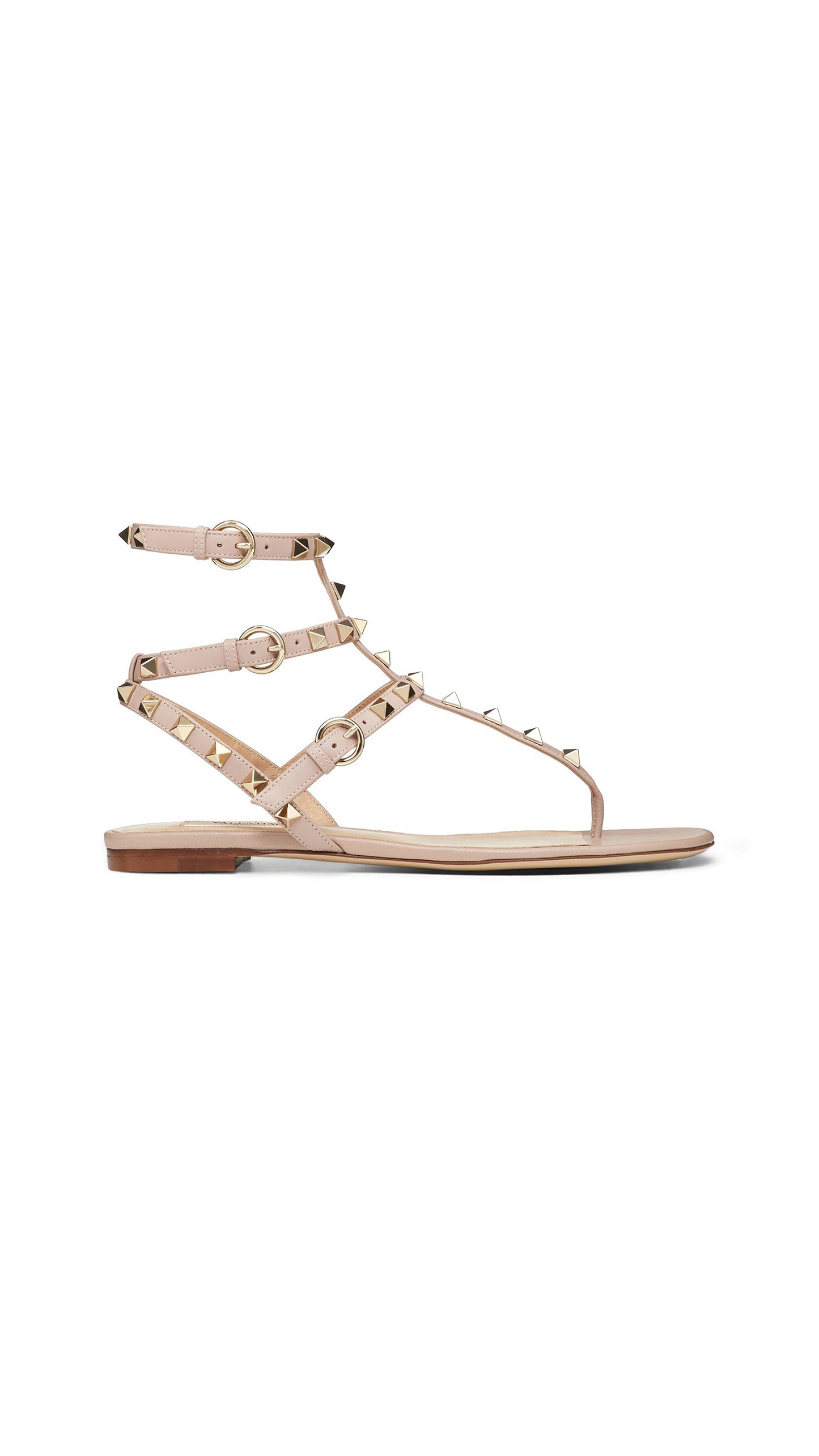 Rockstud Leather Sandal - Poudre