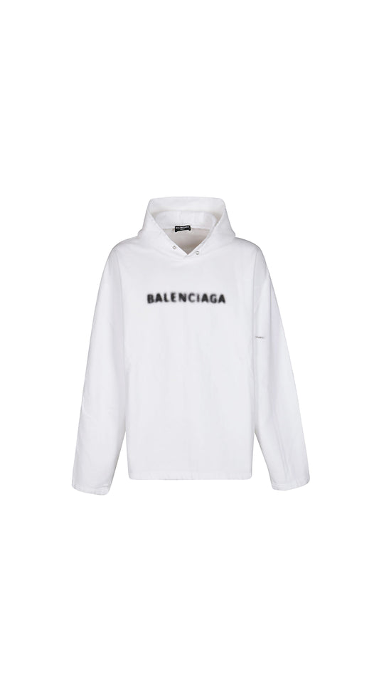 Balenciaga Logo Pixel Hoodie - White