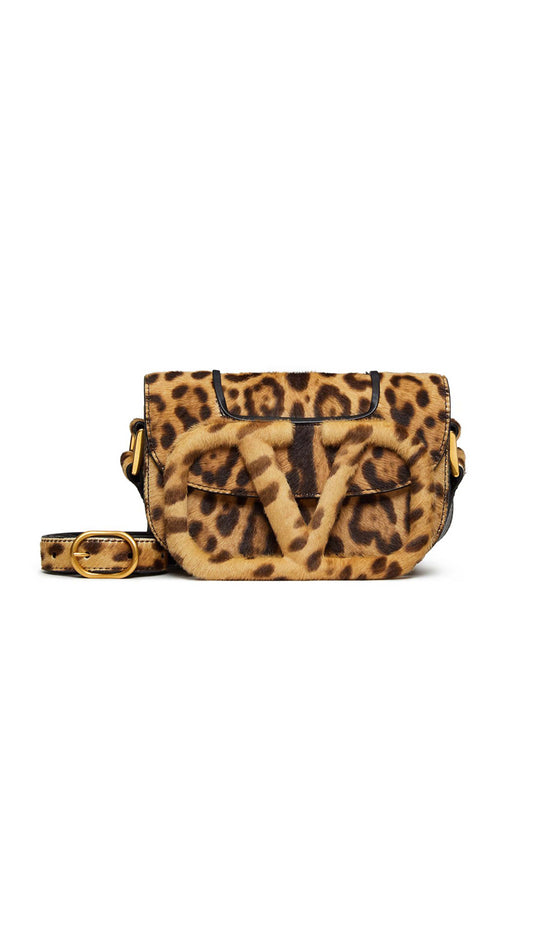 Small Supervee Calf Hair Crossbody Bag - Leopard Print