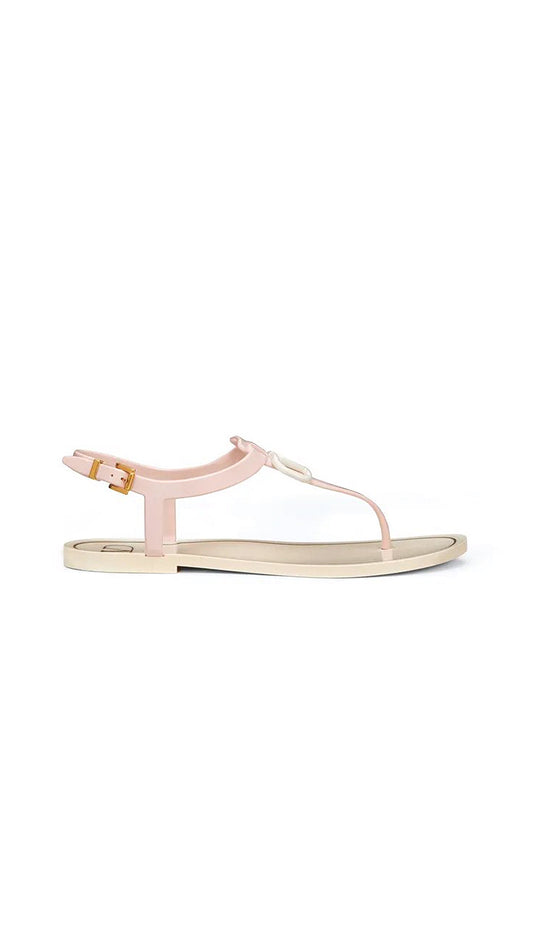 VLogo Signature Flat Rubber Sandals - Rose Quartz