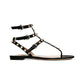 Rockstud Calfskin Flat Flip-Flop Sandal - Black