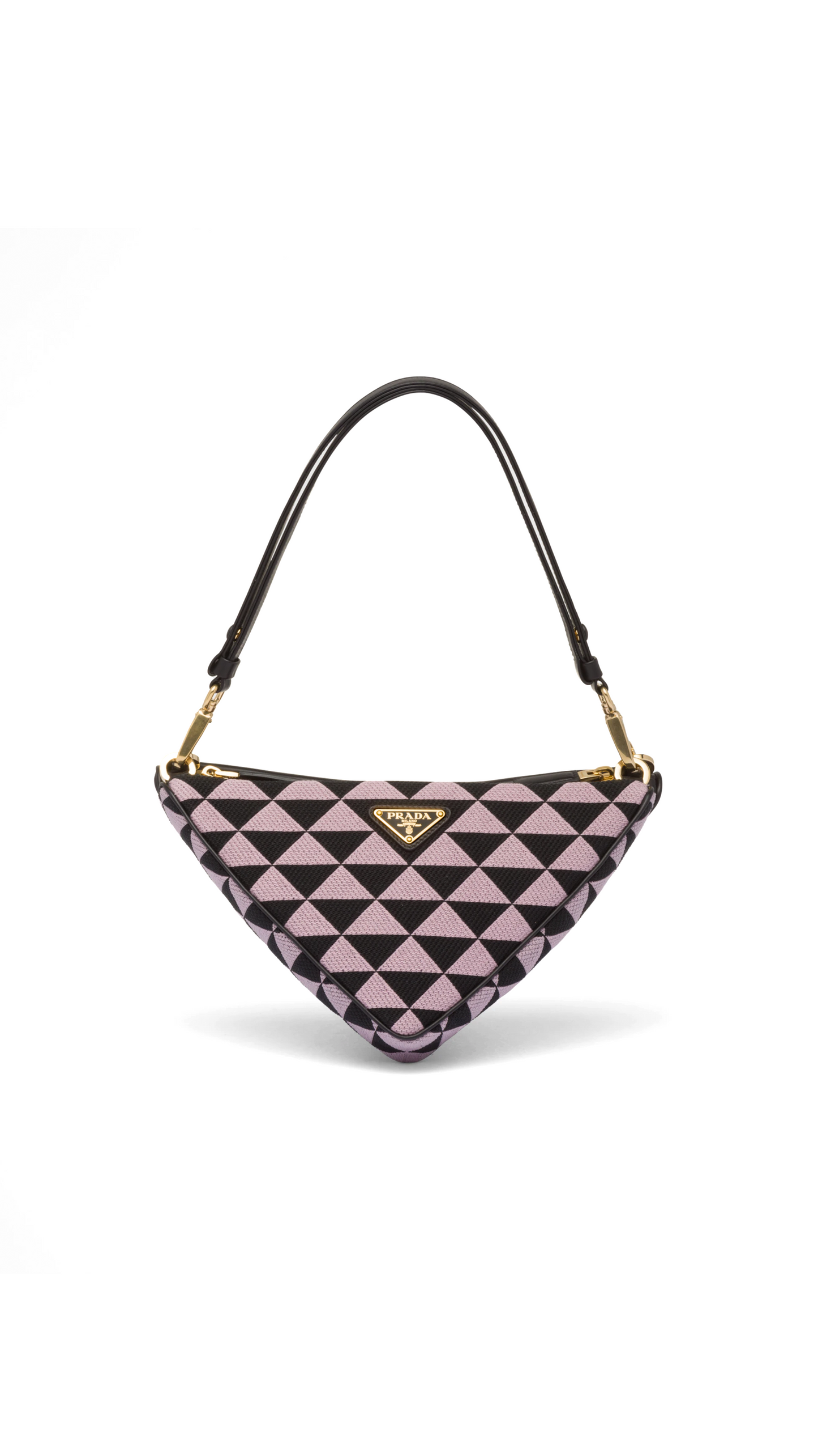 Prada Symbole leather and fabric mini bag - Black/Alabaster White.