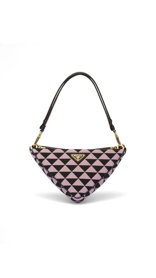 Prada Symbole leather and fabric mini bag - Black/Alabaster White.