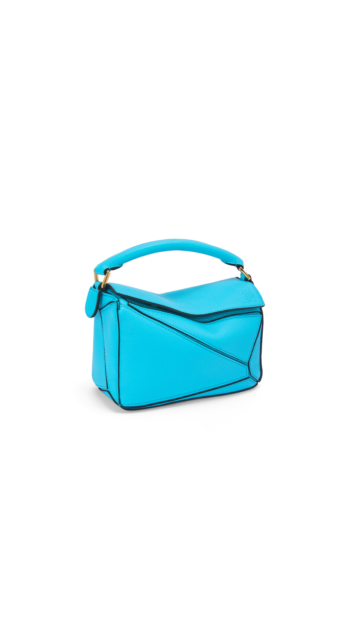 Mini Puzzle Bag in Soft Grained Calfskin - Cyan