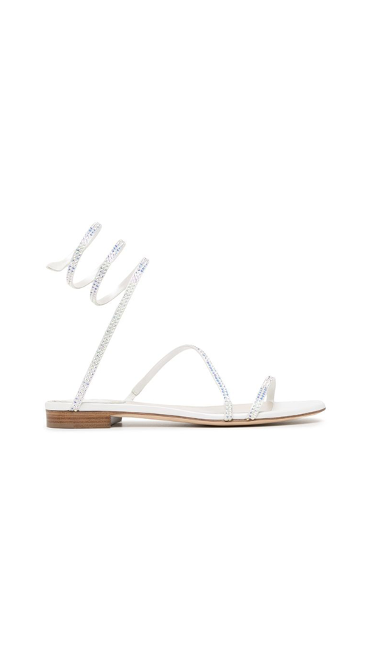 Cleo Crystal Degrade Sandal Flat - White.