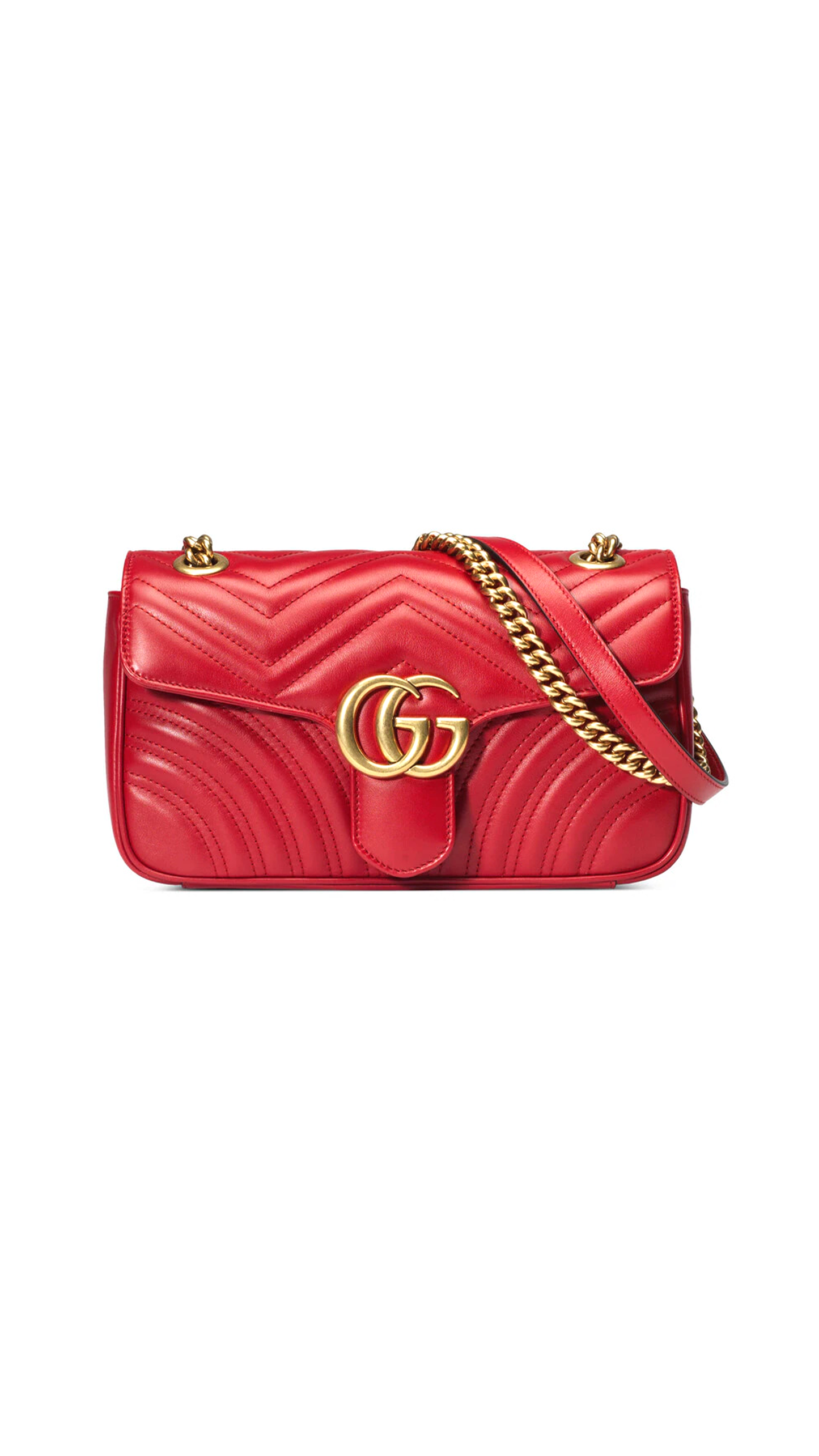 GG Small Marmont Matelassé Shoulder Bag - Hibiscus Red