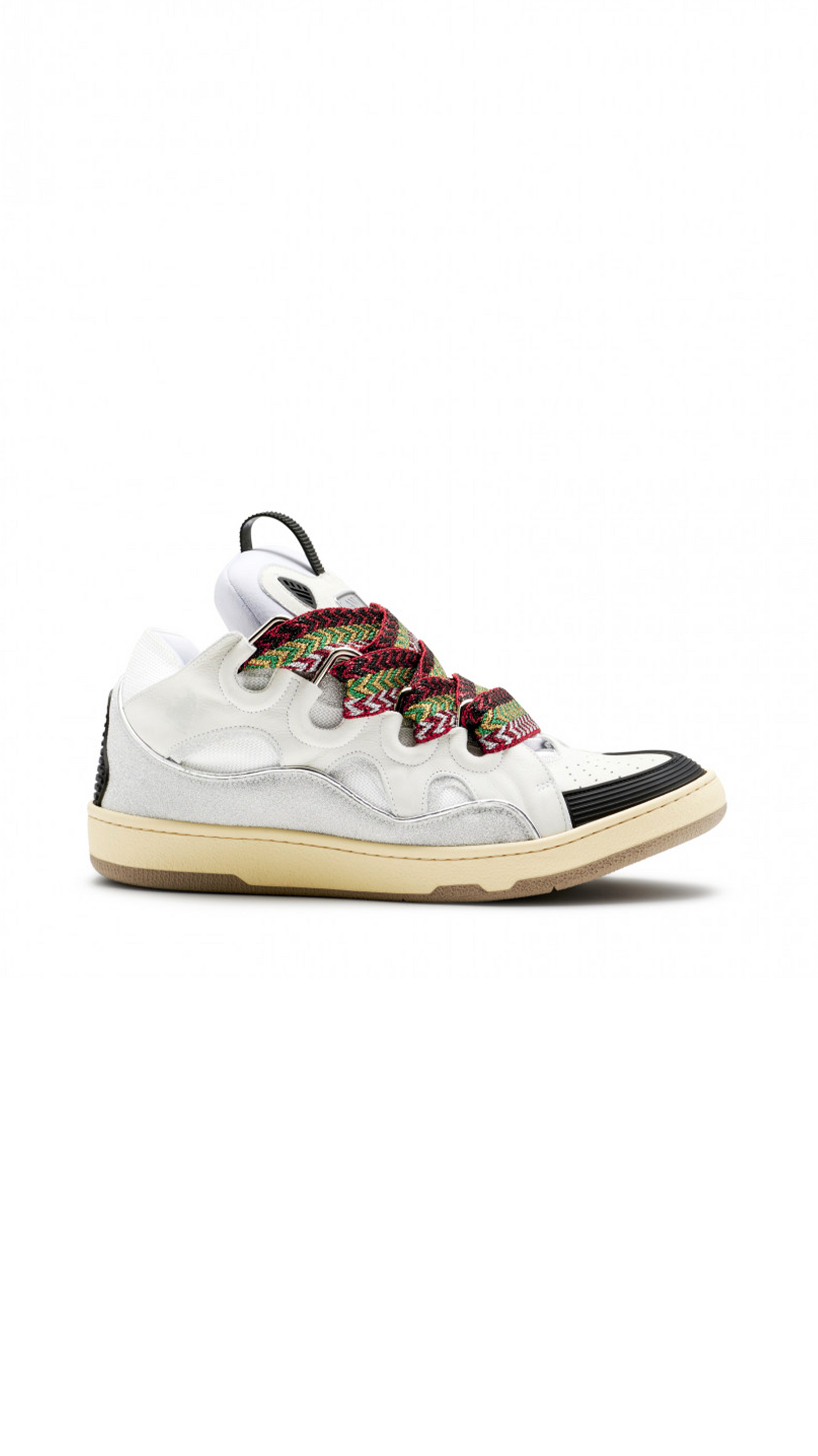 Leather Curb Sneakers - White / Black.