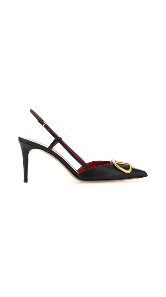 Vlogo Signature Calfskin Slingback Pump 80 MM / 3.15 IN - Black