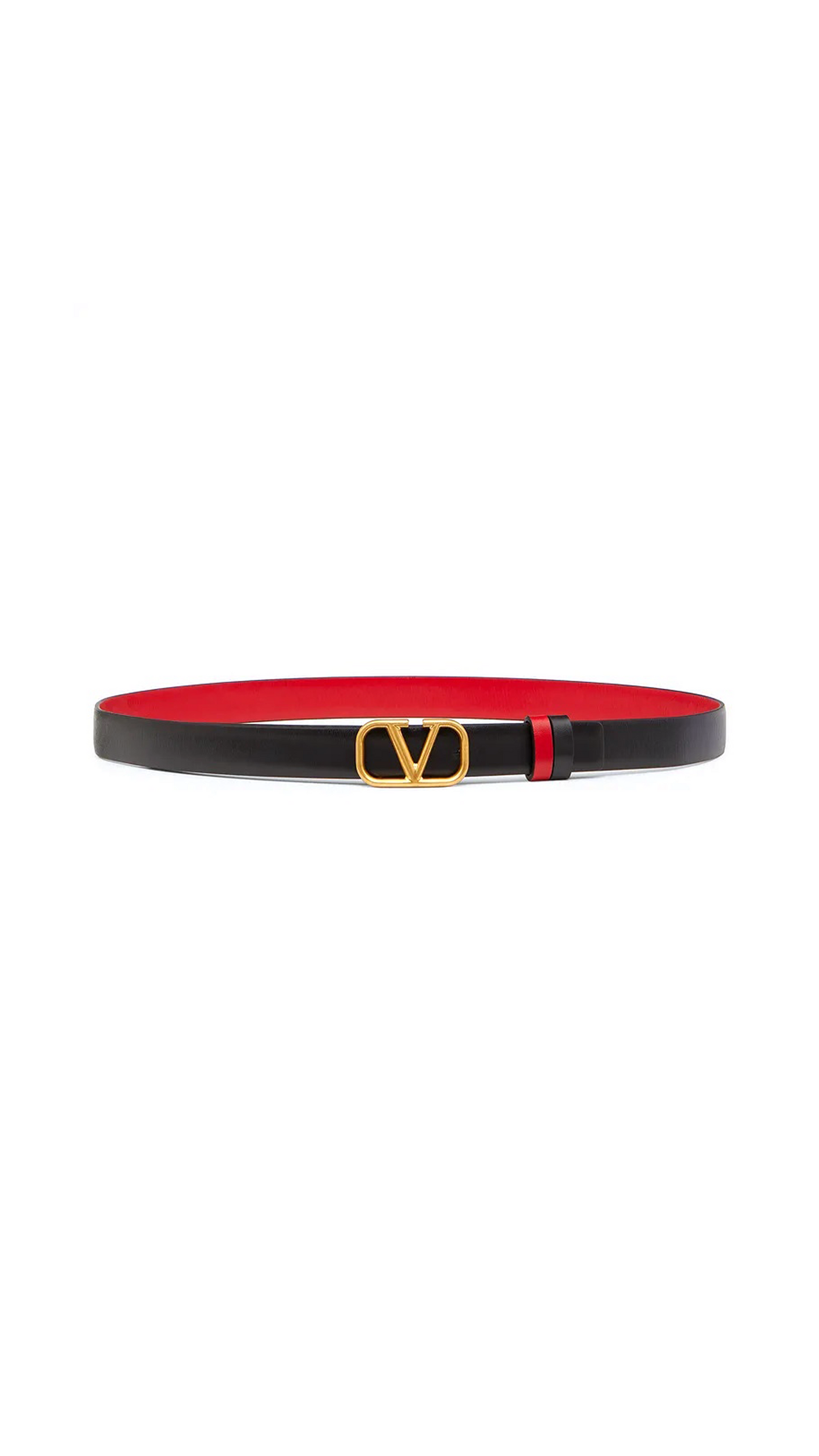 VLogo Signature Reversible Belt in Shiny Calfskin  20mm - Black / Red