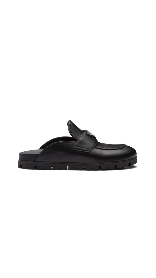 Sabot Leather Mules - Black
