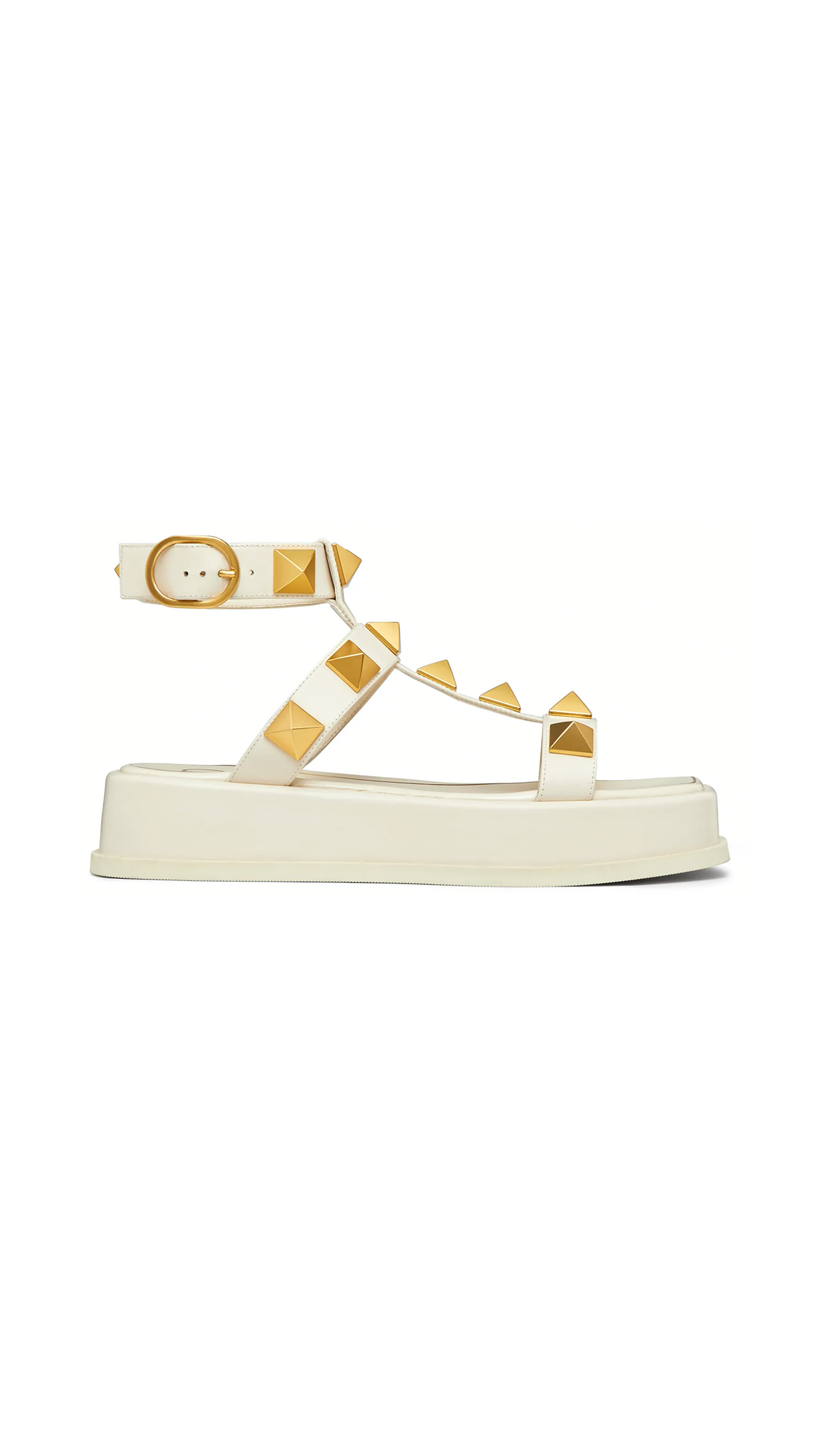 Roman Stud Calfskin Flatform Sandal 40MM - Ivory
