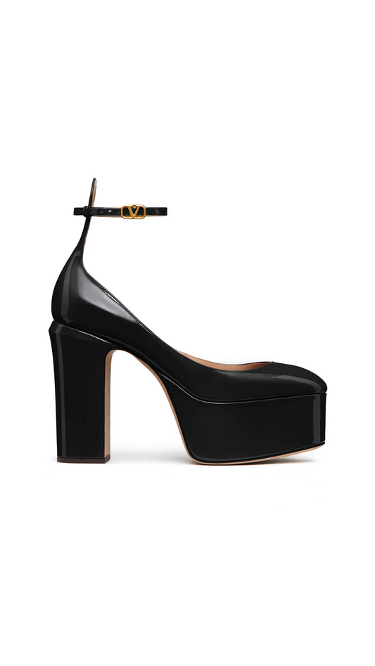 Tan-Go Platform Pump In Patent Leather 120 MM - Black