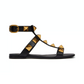 Roman Stud Flat Calfskin Sandal - Black