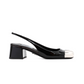 Patent Leather Slingback Pumps - Black.