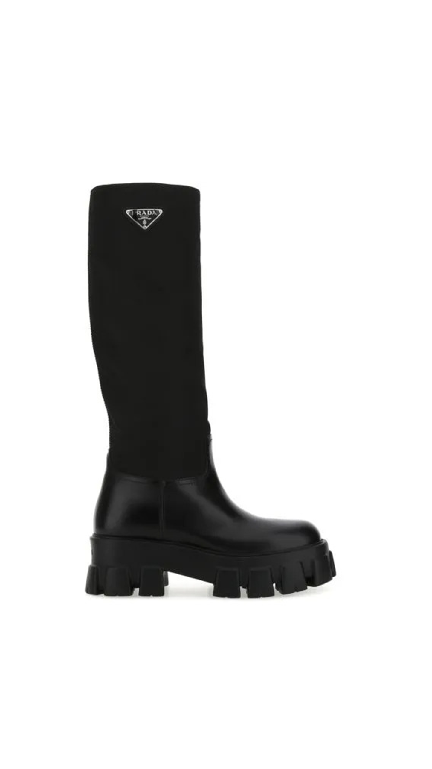 Brushed Leather and Re-Nylon Boots - Black