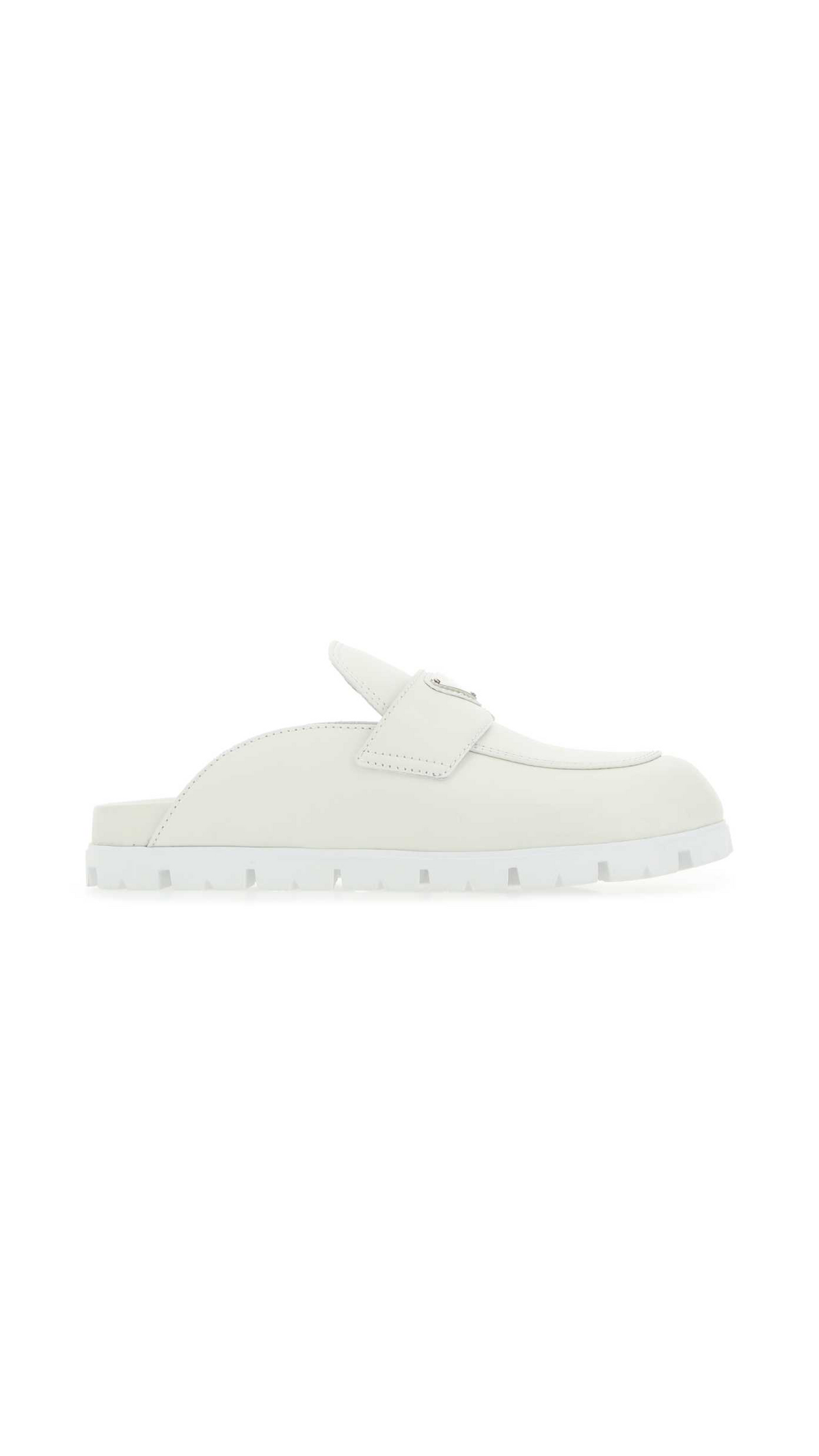 Leather Sabot Mules - White