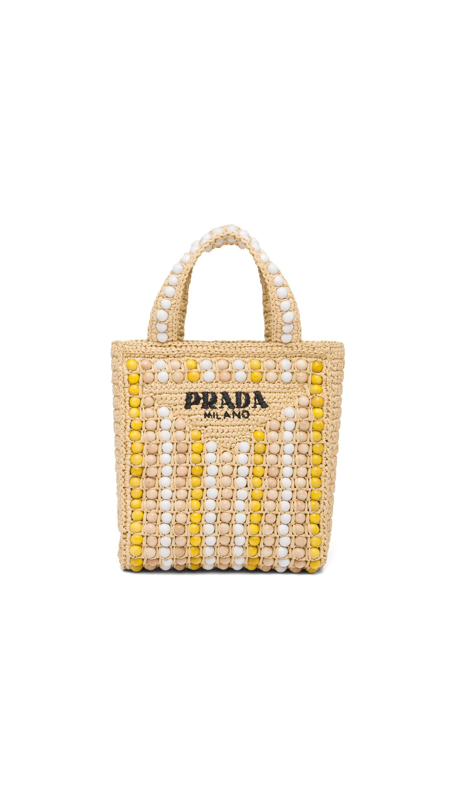 Raffia & Wood Tote Bag - Natural