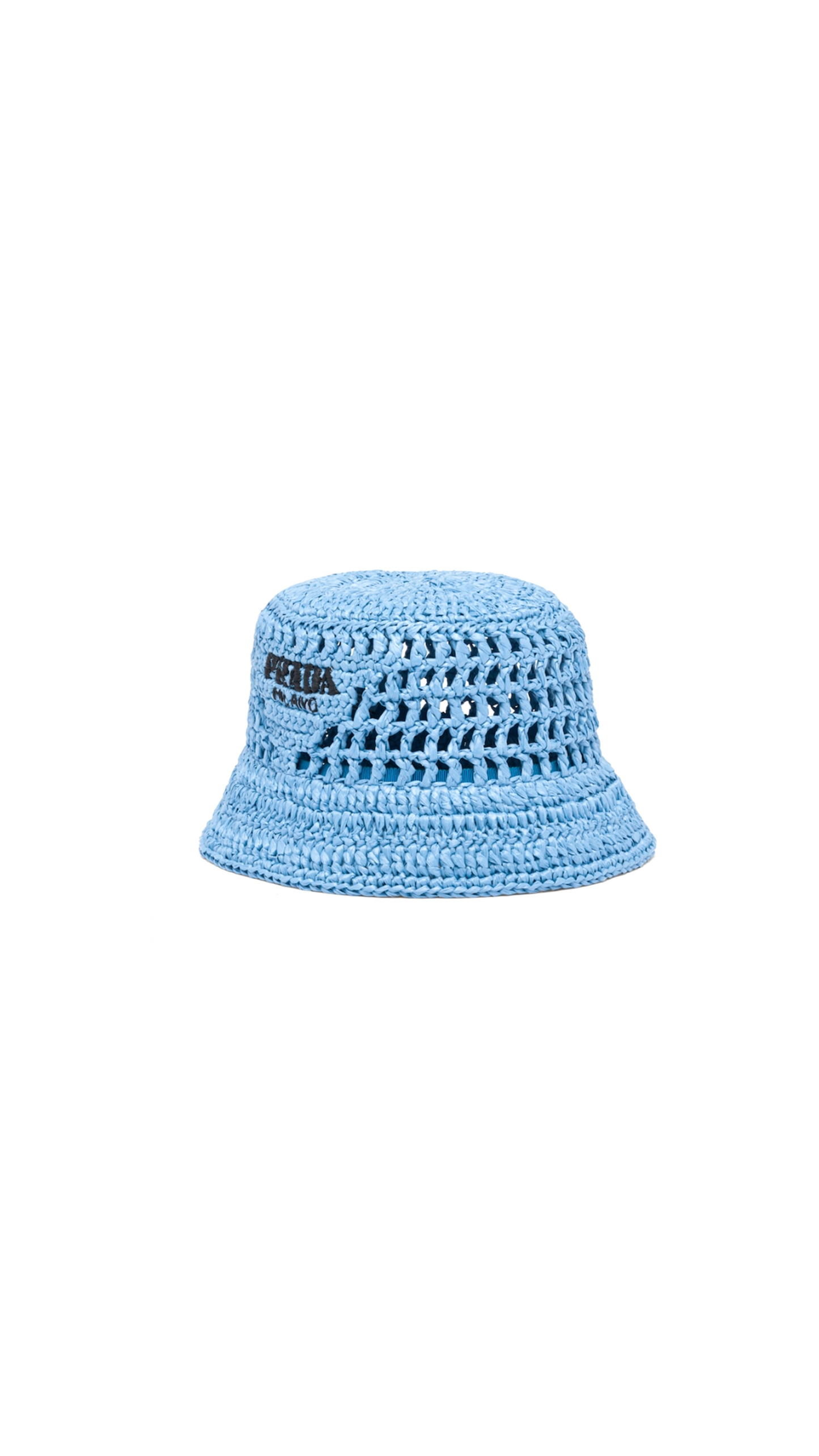 Logo Raffia Bucket Hat - Blue