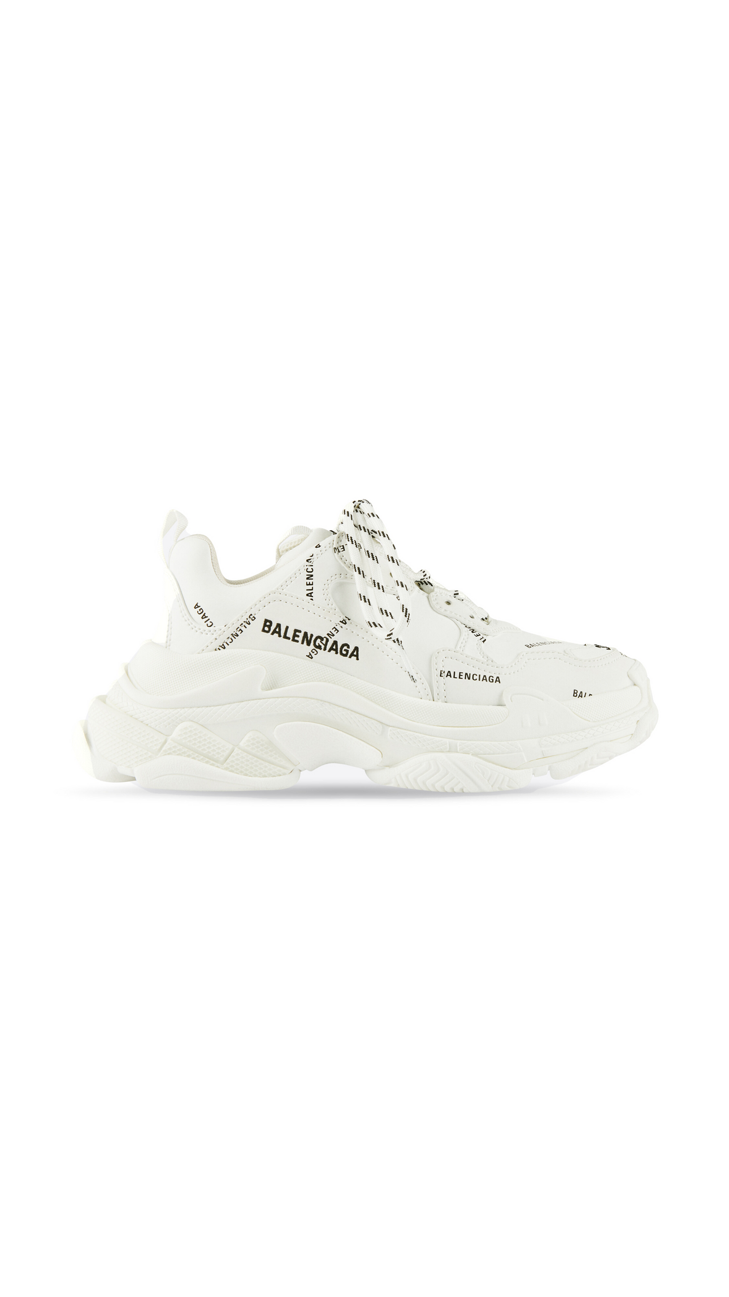 Triple S Sneaker Allover Logo - White / Black.
