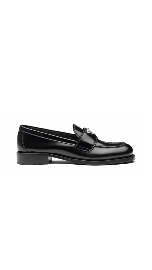 Unlined Brushed Leather Loafers - Black