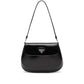 Prada Cleo Brushed Leather Shoulder Bag With Flap - Black