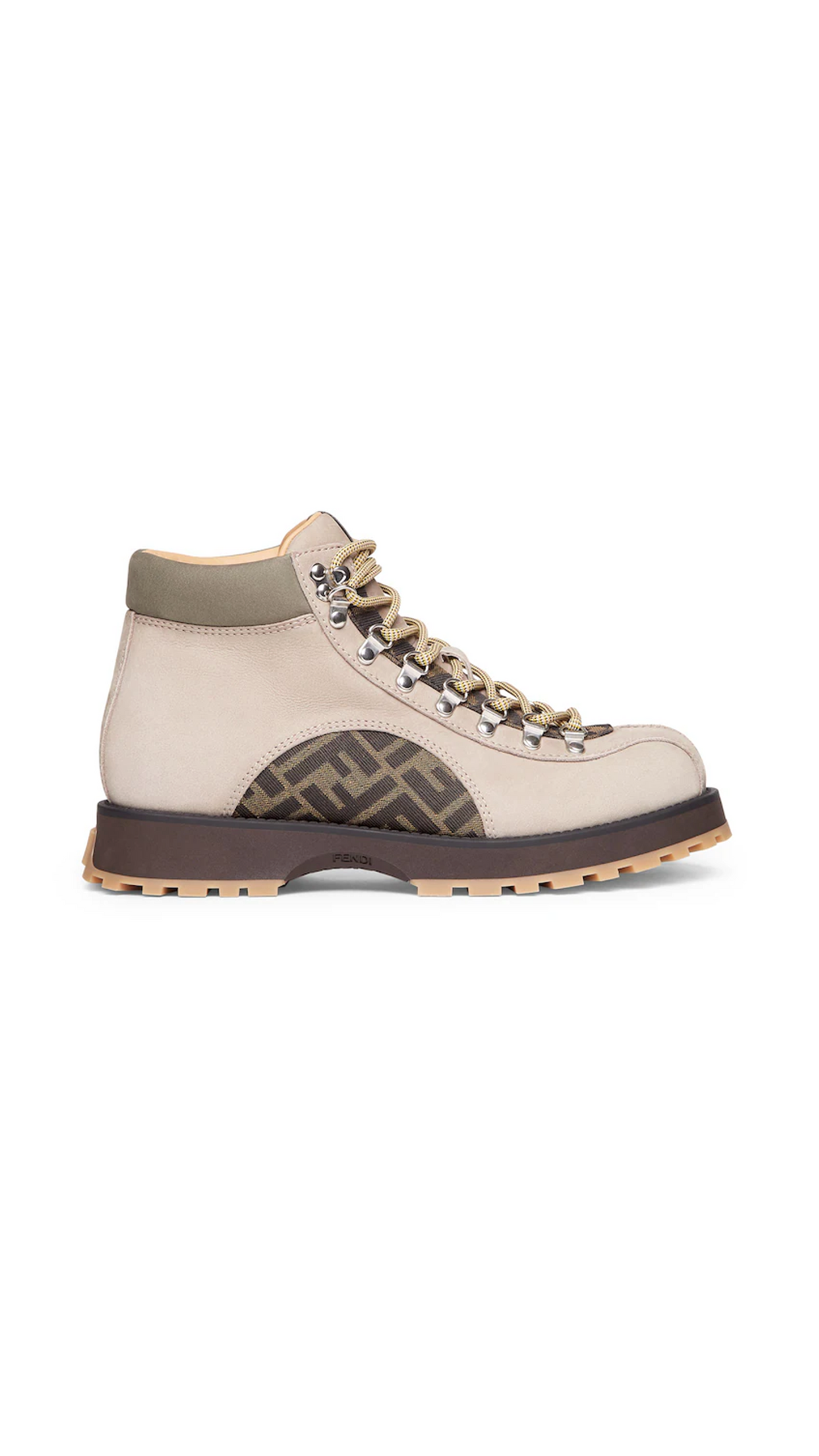Nubuck Leather Ankle Boots - Beige