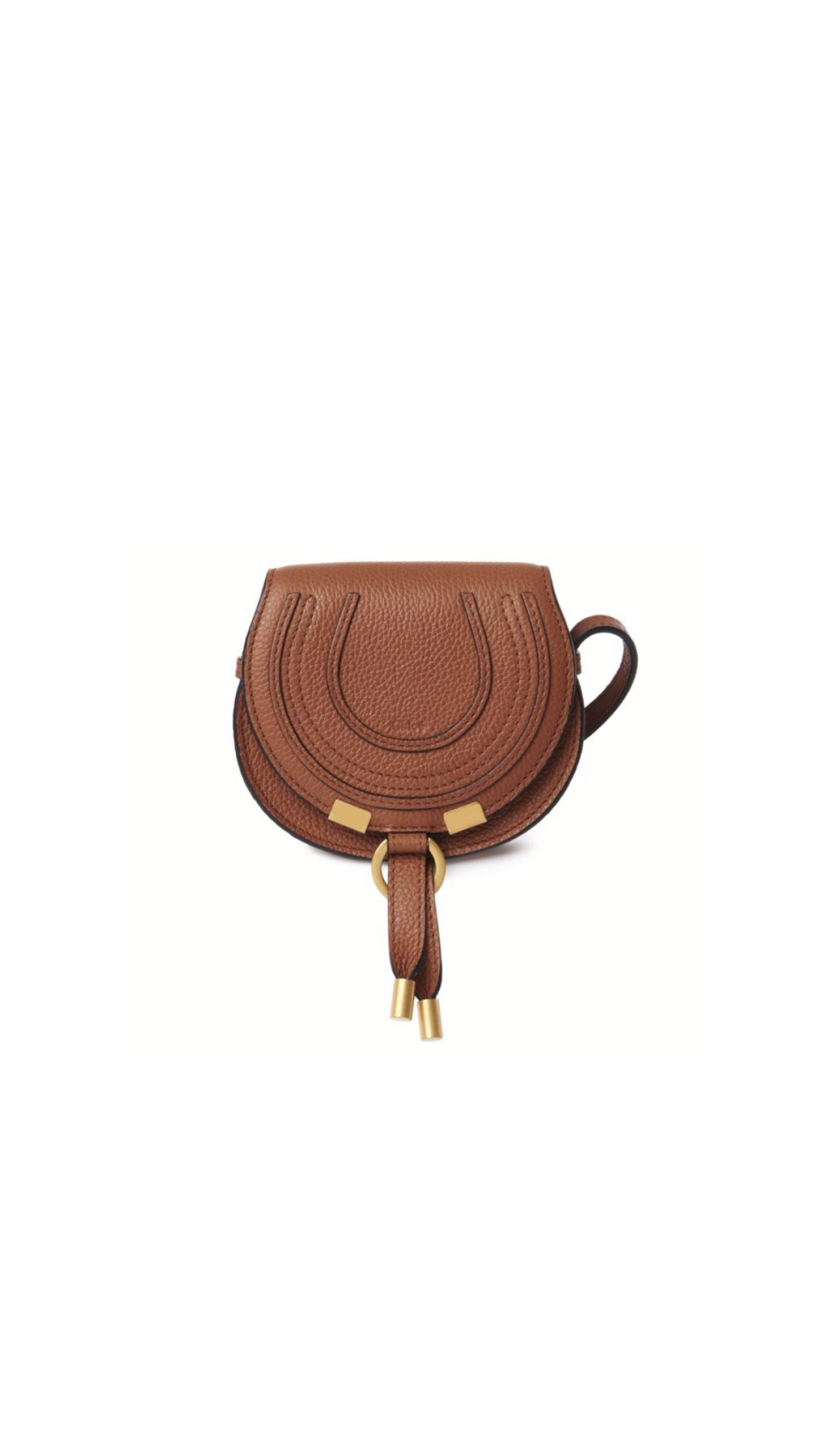 Marcie Nano Saddle Bag in Grained Calfskin - Tan