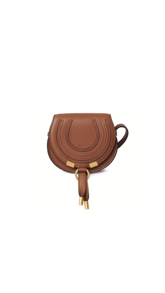 Marcie Nano Saddle Bag in Grained Calfskin - Tan