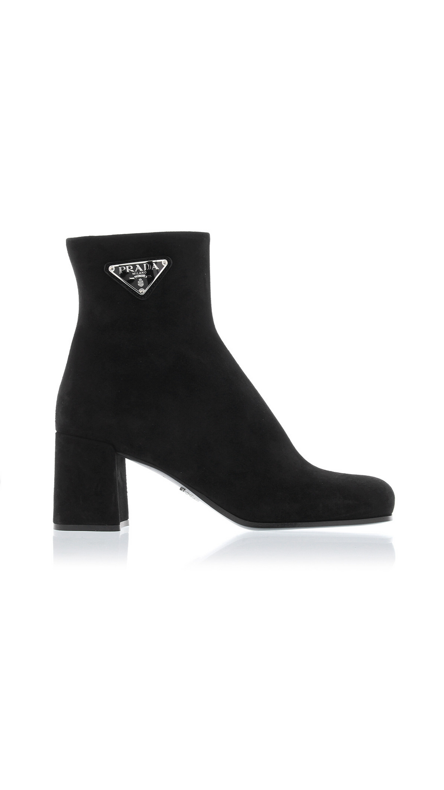 Logo Suede Ankle Boots  - Black