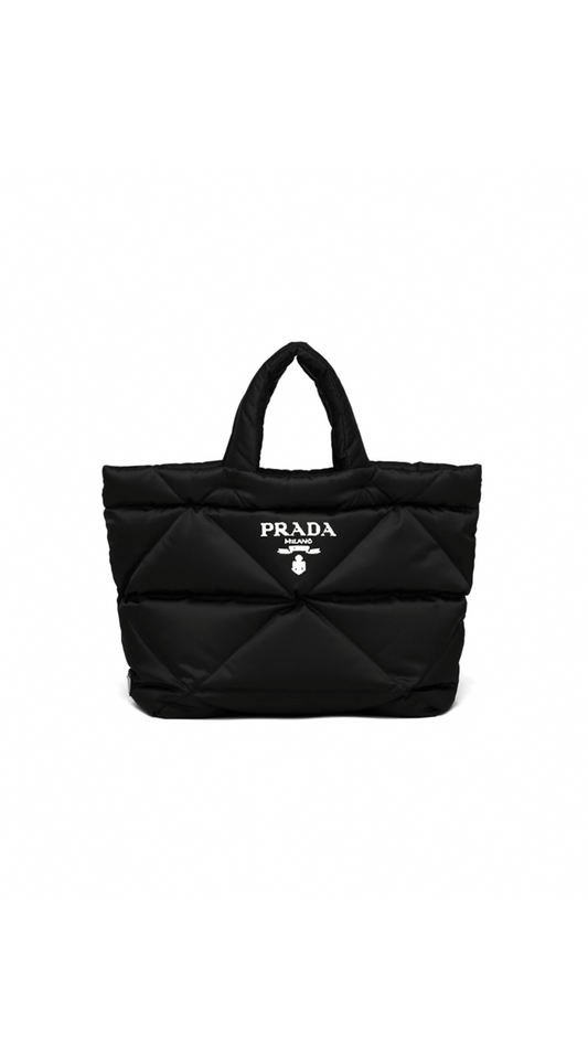 Padded Re-Nylon Tote Bag - Black